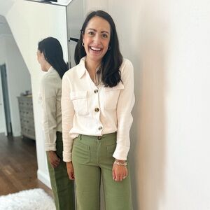 Loft Button-Front Cream sweater